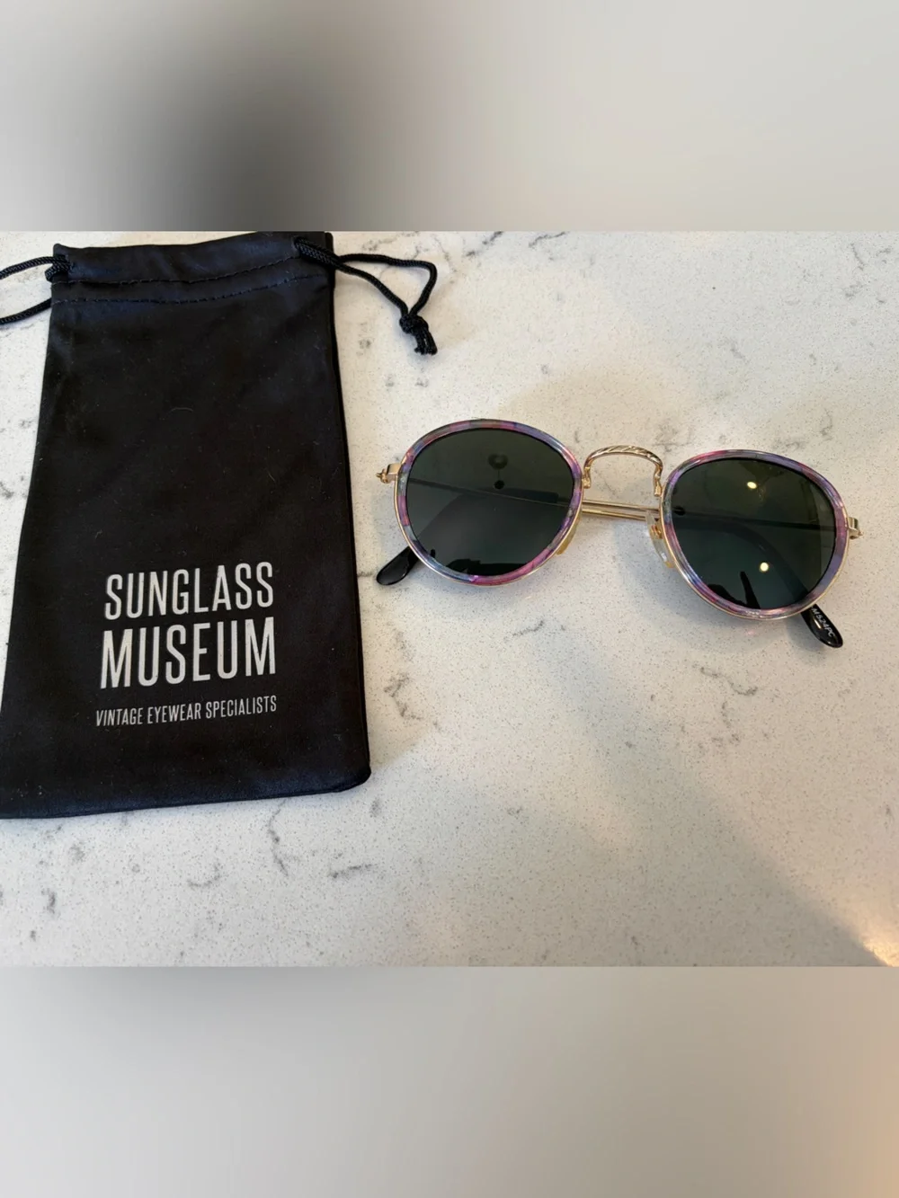 Free People Round Sunglasses - Purple/Pink Frame, Black Lenses